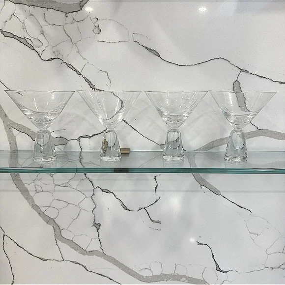 Set of 4 Glass Dessert Ice Cream Cups or Martini Glasses - Picture 2 of 6